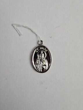 Siver-Tone St. Jude Pendant/Charm Holding A Staff Catholic Christianity